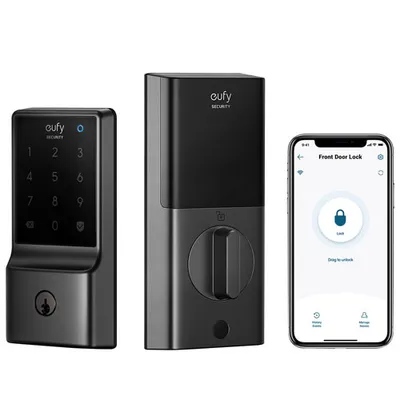 eufy Security C210 Wi-Fi Bluetooth Keyless Entry Smart Lock with Keypad & Key - Black