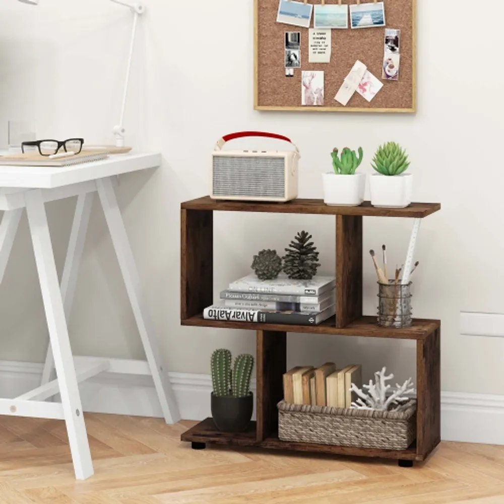 Costway 8-shelf Bookcase Freestanding Tree shelf Display Storage Stand  Coffee