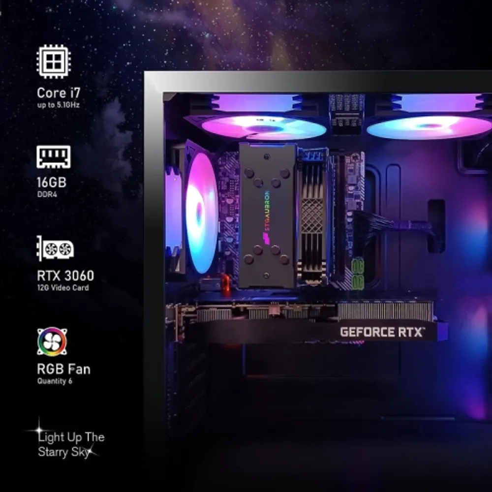 STGAubron Gaming Desktop PC Computer,Intel Core I7 3.4 GHz up to 3.9  GHz,Radeon RX 580 8G GDDR5,16G RAM,512G SSD,WiFi,Bluetooth 5.0,RGB  Fanx6,RGB