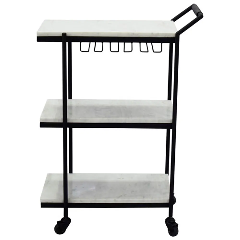 After Hours Contemporary Rectangular Bar Cart - White