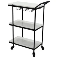 After Hours Contemporary Rectangular Bar Cart - White