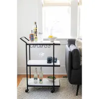 After Hours Contemporary Rectangular Bar Cart - White