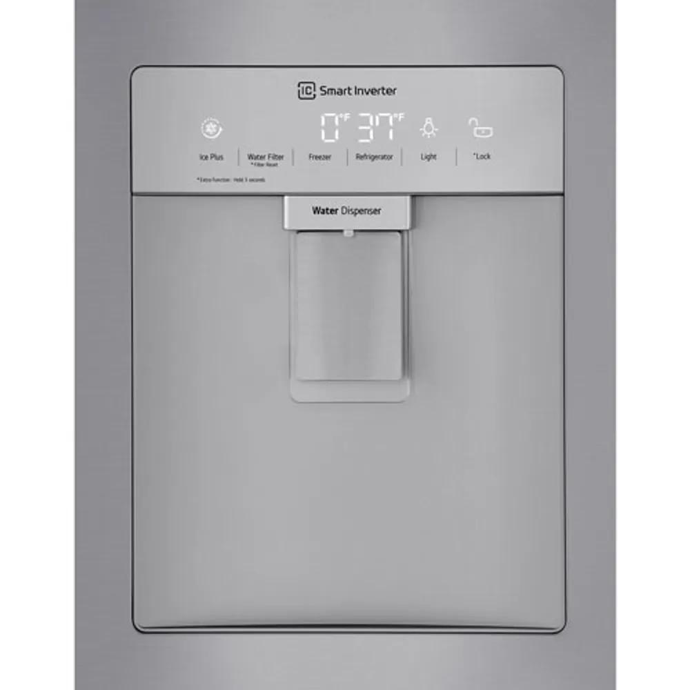 LG 36" 29 Cu. Ft. French Door Refrigerator with Water Dispenser (LRFWS2906V) - Platinum Silver Steel