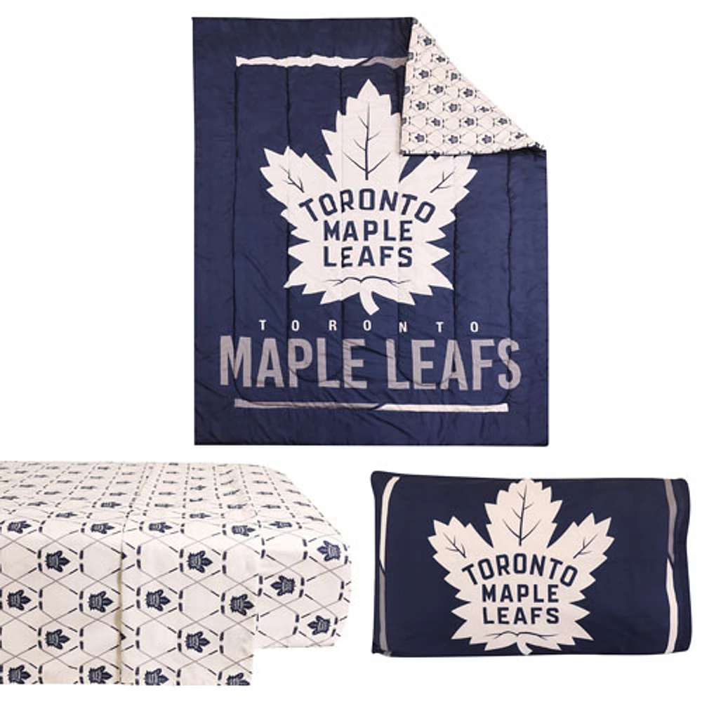 Ensemble de literie de 4 pièces de la NHL - Lit simple - Maple Leafs de Toronto