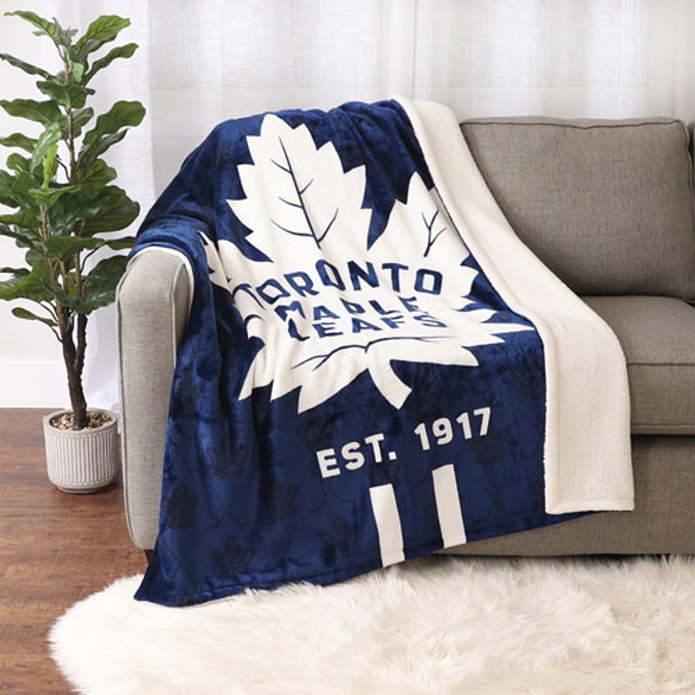 NHL Polyester Sherpa Plush Throw Blanket - 50" x 60" - Toronto Maple Leafs