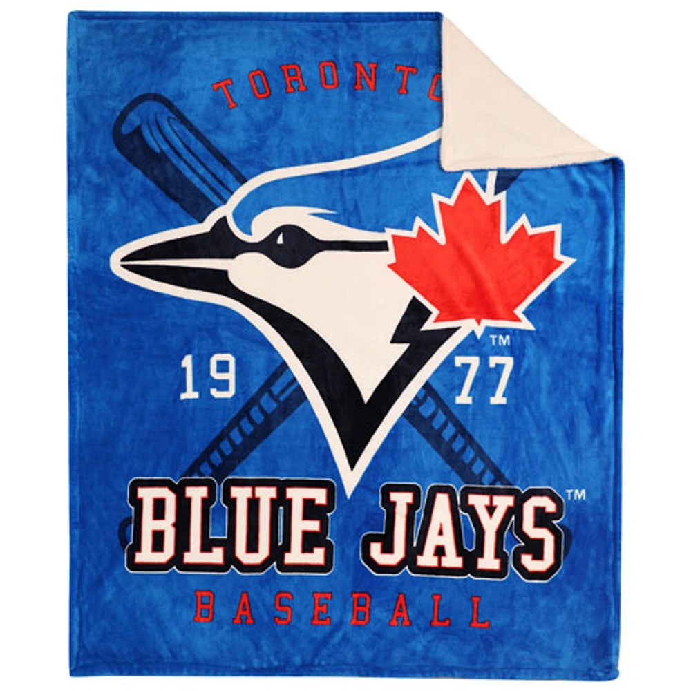 MLB Polyester Sherpa Plush Throw Blanket - 50" x 60" - Toronto Blue Jays