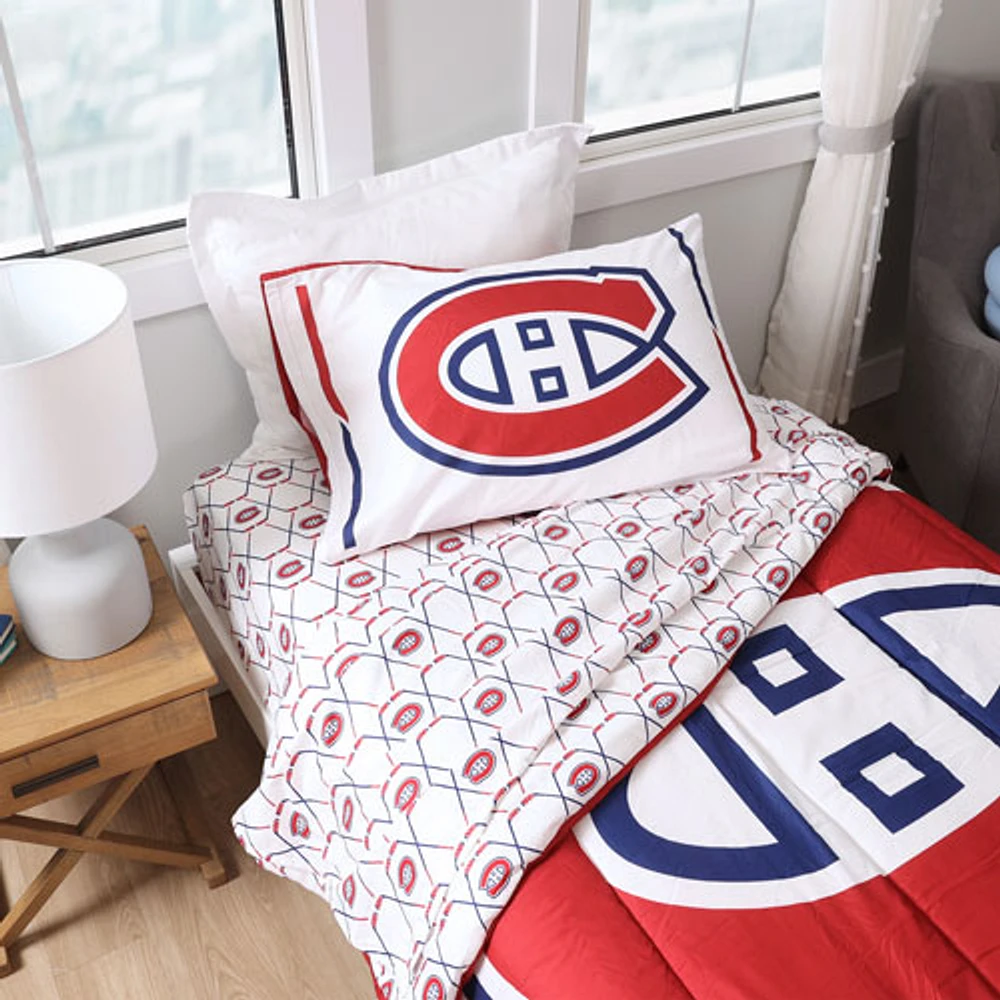 Ensemble de draps de 4 pièces de la LNH - Lit simple - Canadiens de Montréal