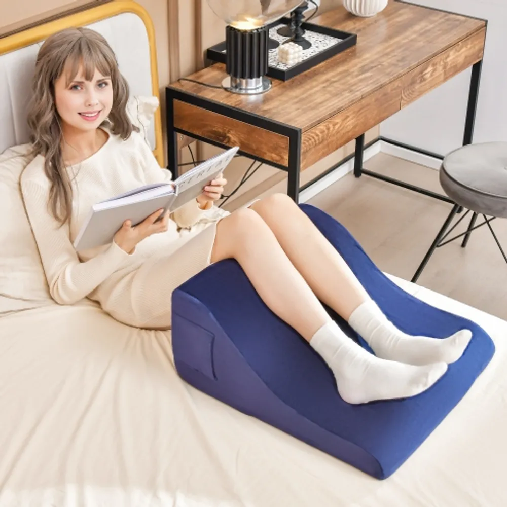 Bed Wedge Pillow with Tablet Pillow Stand and Side Pockets - Costway