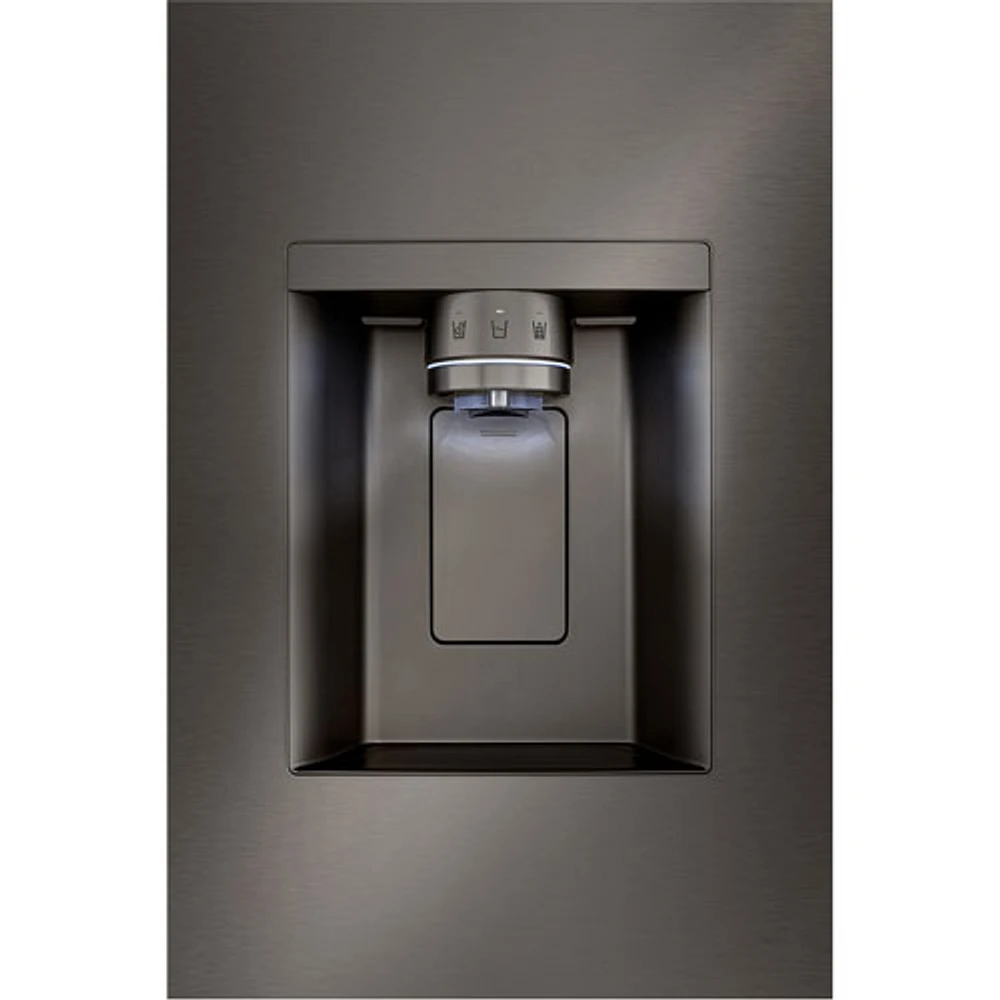 Réfrigérateur à deux portes 25,5 pi³ 36 po avec distributeur d'eau et de glaçons de LG (LRYXC2606D) - Inox noir