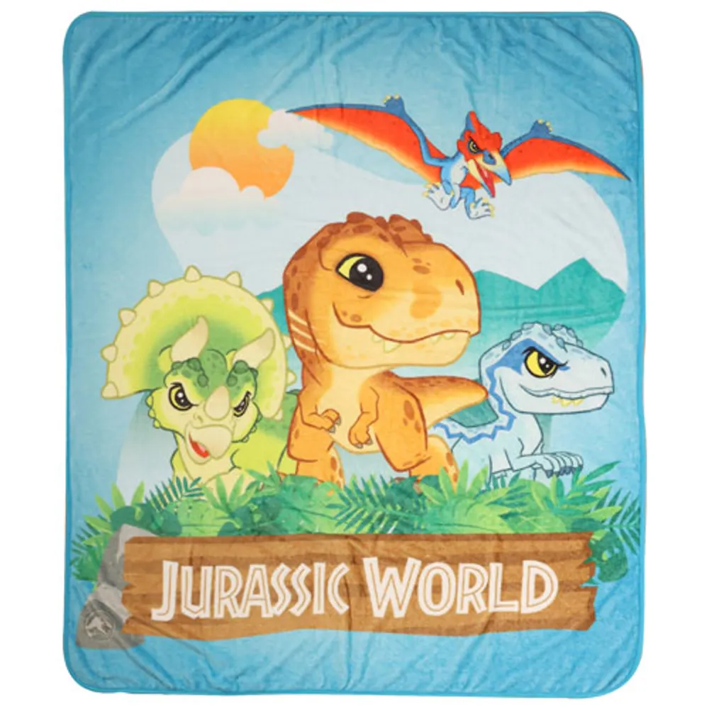 Jurassic World Polyester Plush Throw Blanket - Blue