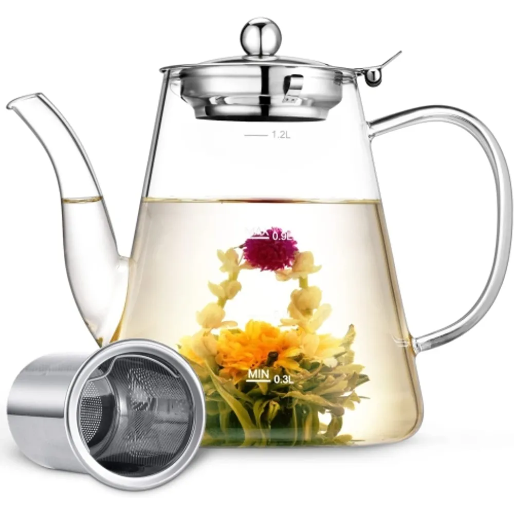 BORREY Borosilicate Glass Teapot With Removable Infuser Filter