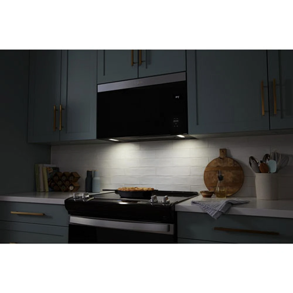 Whirlpool Over-The-Range Turntable-Free Flush-Mount Microwave - 1.1 Cu. Ft. - Stainless Steel