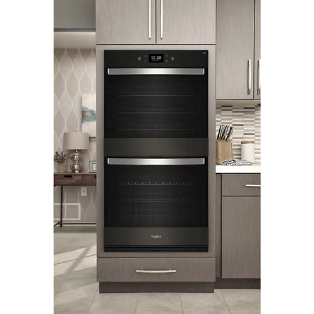 Whirlpool 30" 10 Cu. Ft. True Convection Electric Double Wall Oven (WOED7030PV)- Black Stainless Steel