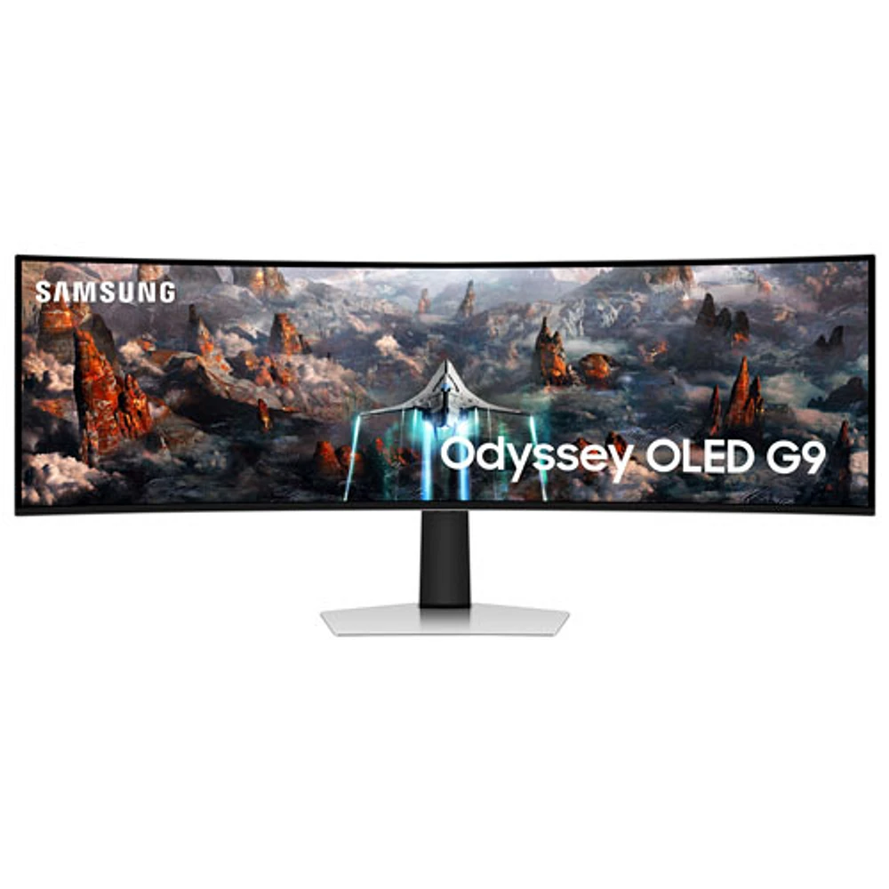 Moniteur de jeu FreeSync G-Sync DELO incurvé QHD 240 Hz 49 po Odyssey OLED G9 de Samsung avec temps de réponse 0,03 ms gris à gris (LS49CG932SNXZA) - Argenté