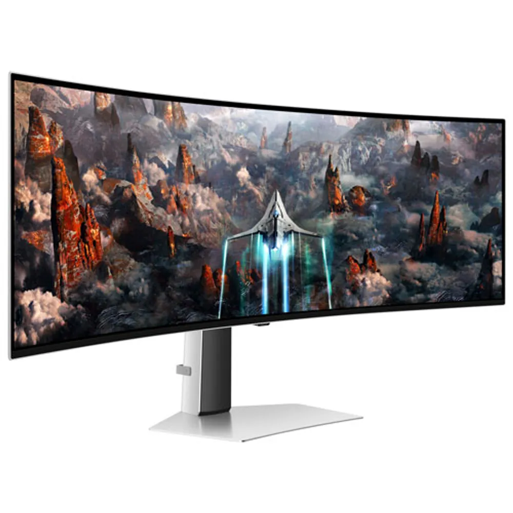 Moniteur de jeu FreeSync G-Sync DELO incurvé QHD 240 Hz 49 po Odyssey OLED G9 de Samsung avec temps de réponse 0,03 ms gris à gris (LS49CG932SNXZA) - Argenté