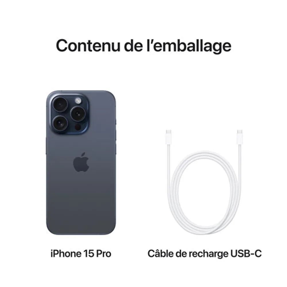 iPhone 15 Pro de Go d'Apple avec Bell - Titane bleu