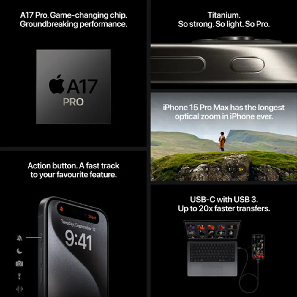 TELUS Apple iPhone 15 Pro 128GB - Titanium