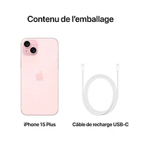 iPhone 15 Plus de 128 Go d'Apple avec Virgin Plus - Rose - Financement mensuel
