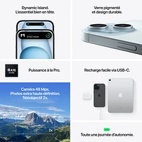 iPhone 15 Plus de 128 Go d'Apple avec Virgin Plus - Rose - Financement mensuel