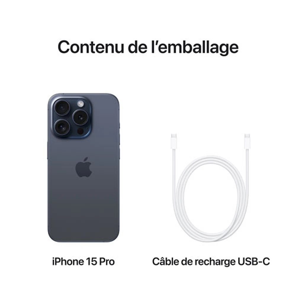 iPhone 15 Pro de 128 Go d'Apple avec TELUS - Titane bleu - Financement mensuel