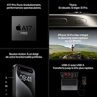iPhone 15 Pro de 128 Go d'Apple avec TELUS - Titane bleu - Financement mensuel