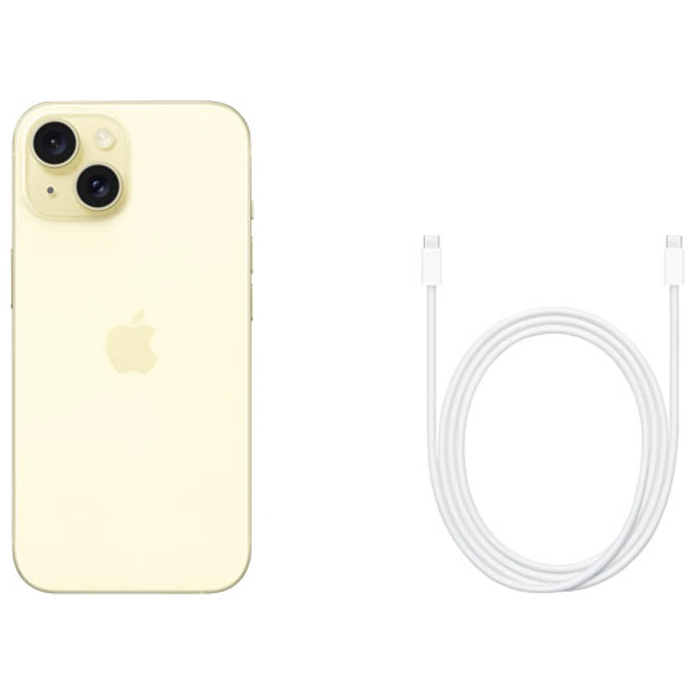 iPhone 15 de 128 Go d'Apple avec Freedom Mobile - Jaune - Paiement Balance mensuel