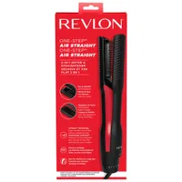 Sèche-cheveux et fer plat 2-en-1 One-Step Air Straight de Revlon - Noir/Rouge