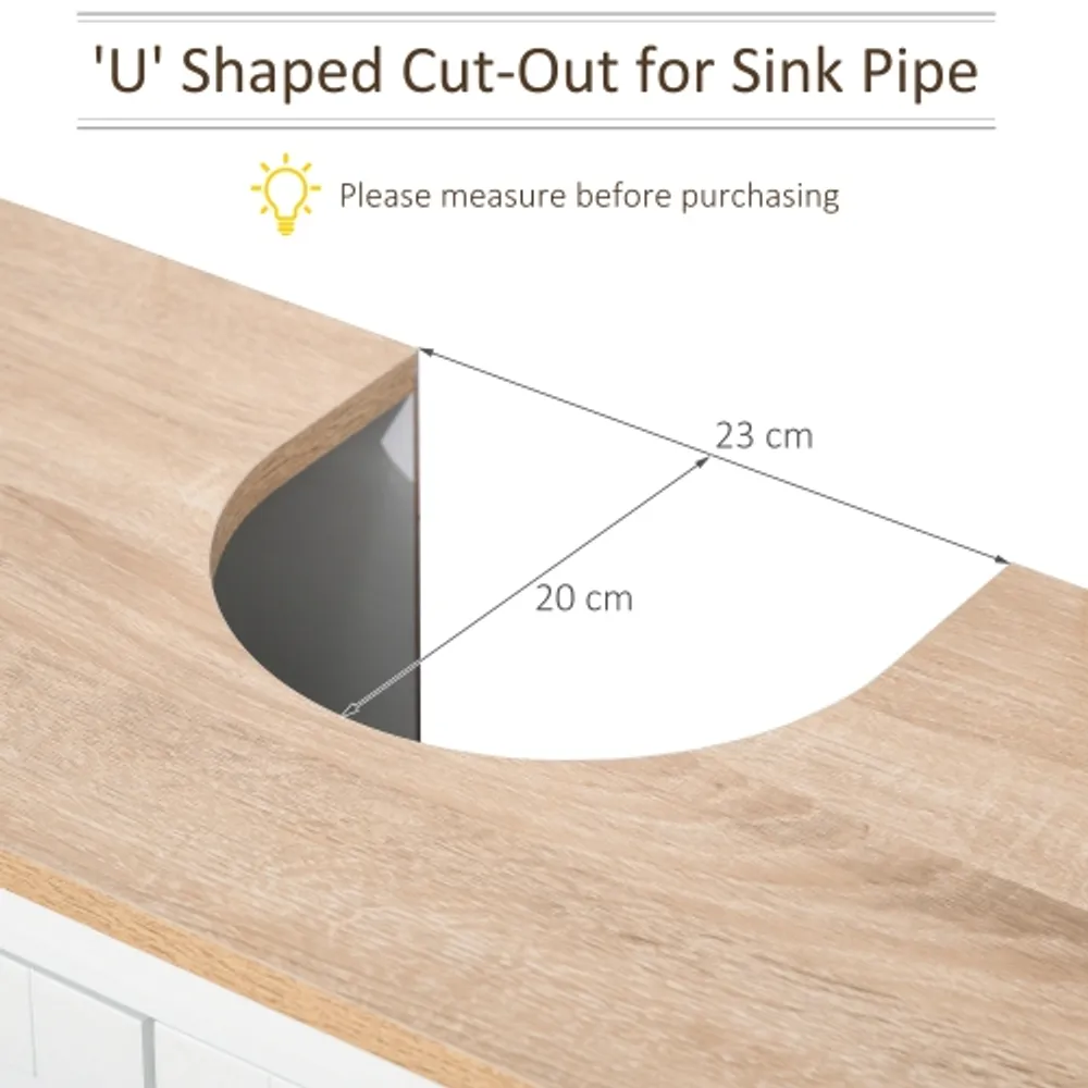 kleankin Pedestal Sink Storage Cabinet, Under Sink Cabinet, Bathroom Vanity  Cabinet with U-Shape and Adjustable Internal Shelf, White