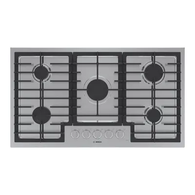 Boîte ouverte - Surface de cuisson au gaz à 5 brûleurs 36 po de Bosch (NGM5658UC) - Acier inoxydable - Parfait état