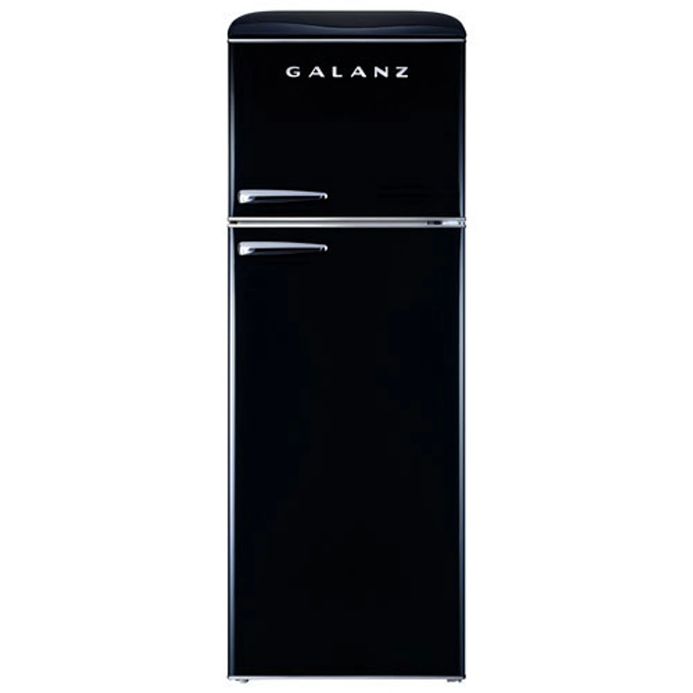 Open Box - Galanz Retro 24" 12 Cu.Ft. Top Freezer Refrigerator (GLR12TBKEFR)- Vinyl Black - Scratch & Dent