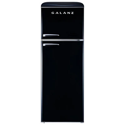 Open Box - Galanz Retro 24" 12 Cu.Ft. Top Freezer Refrigerator (GLR12TBKEFR)- Vinyl Black - Scratch & Dent