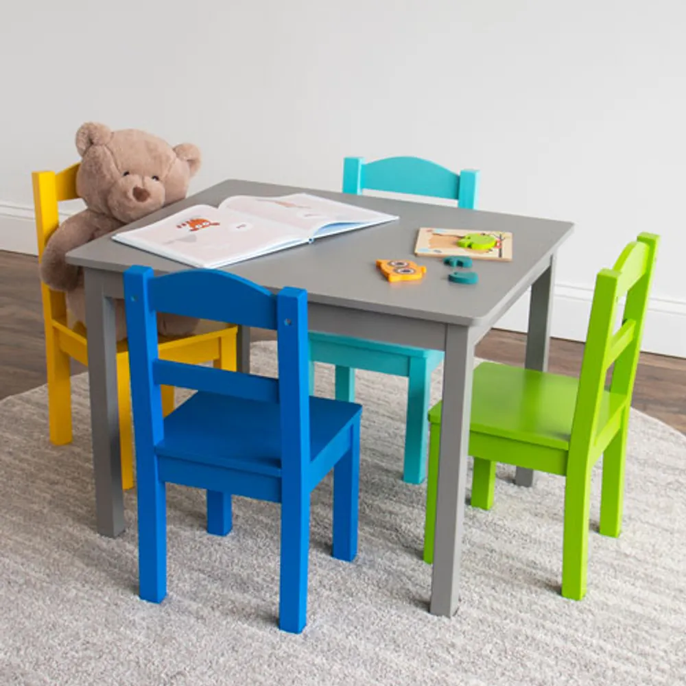 Humble Crew 5-Piece Kids Table & Chair Set - Elements/Grey