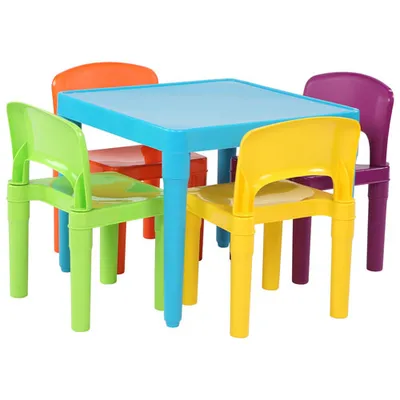 Humble Crew Plastic 5-Piece Kids Table & Chair Set - Aqua