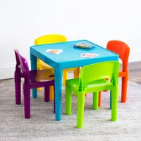 Humble Crew Plastic 5-Piece Kids Table & Chair Set - Aqua