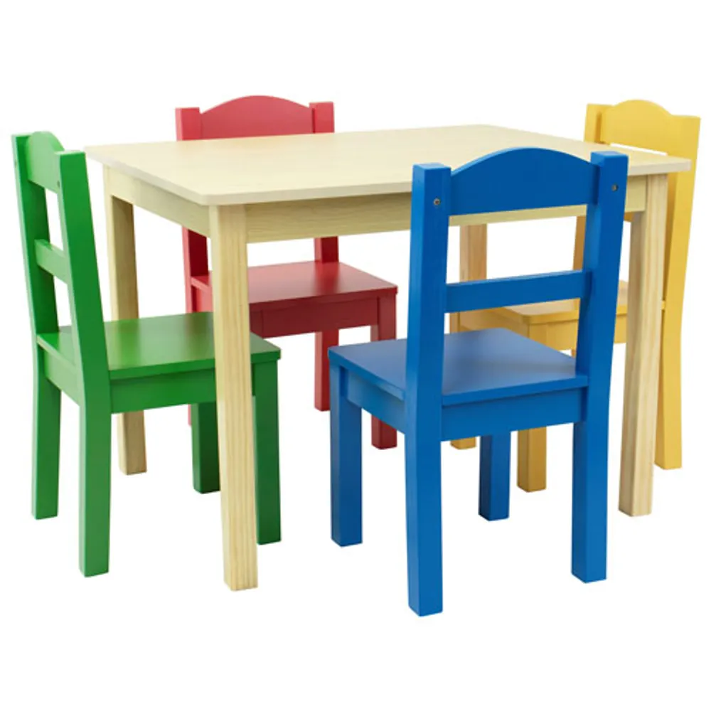 Humble Crew 5-Piece Kids Table & Chair Set - Primary/Natural