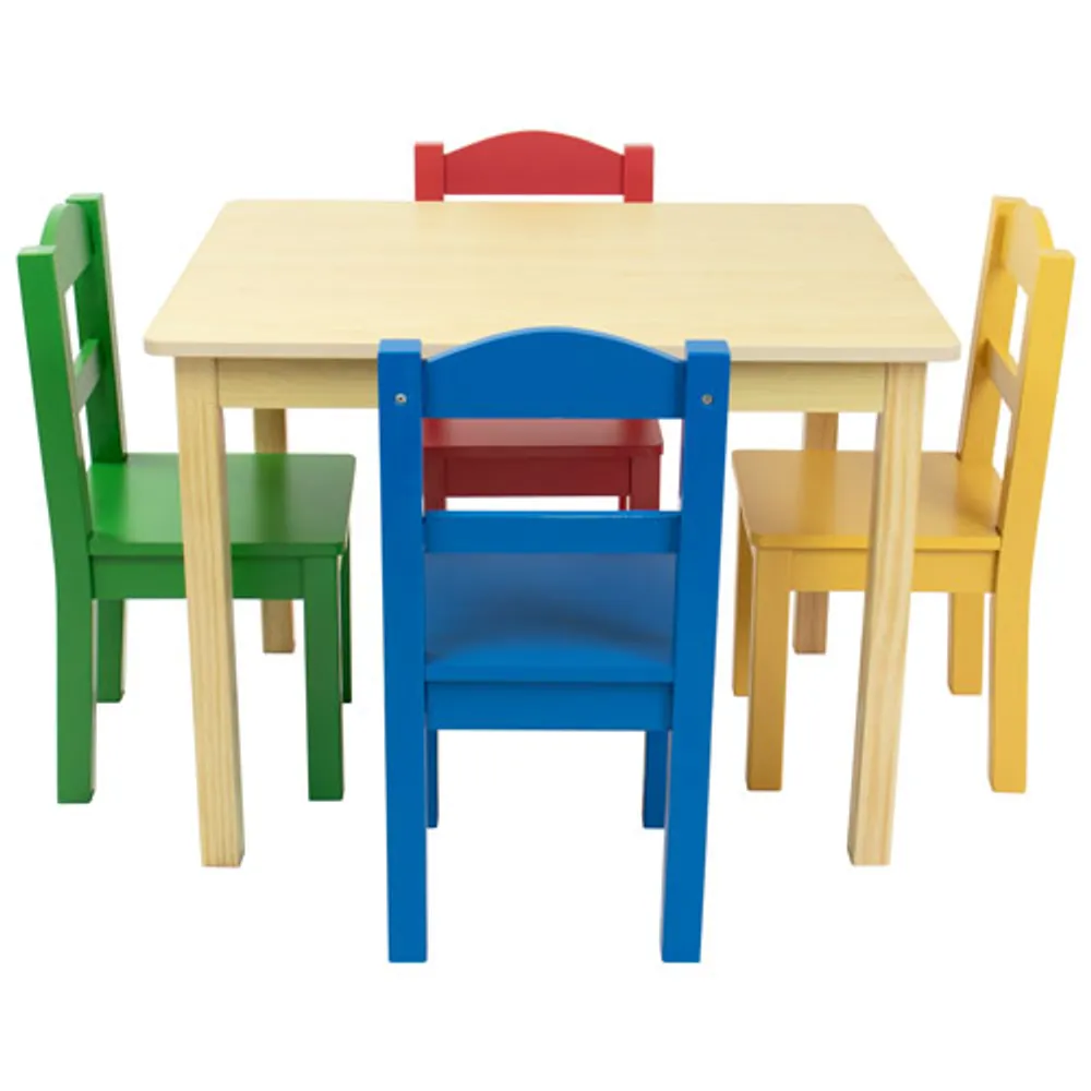 Humble Crew 5-Piece Kids Table & Chair Set - Primary/Natural