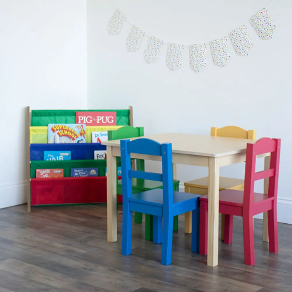 Humble Crew 5-Piece Kids Table & Chair Set - Primary/Natural