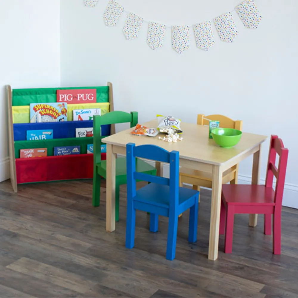 Humble Crew 5-Piece Kids Table & Chair Set - Primary/Natural