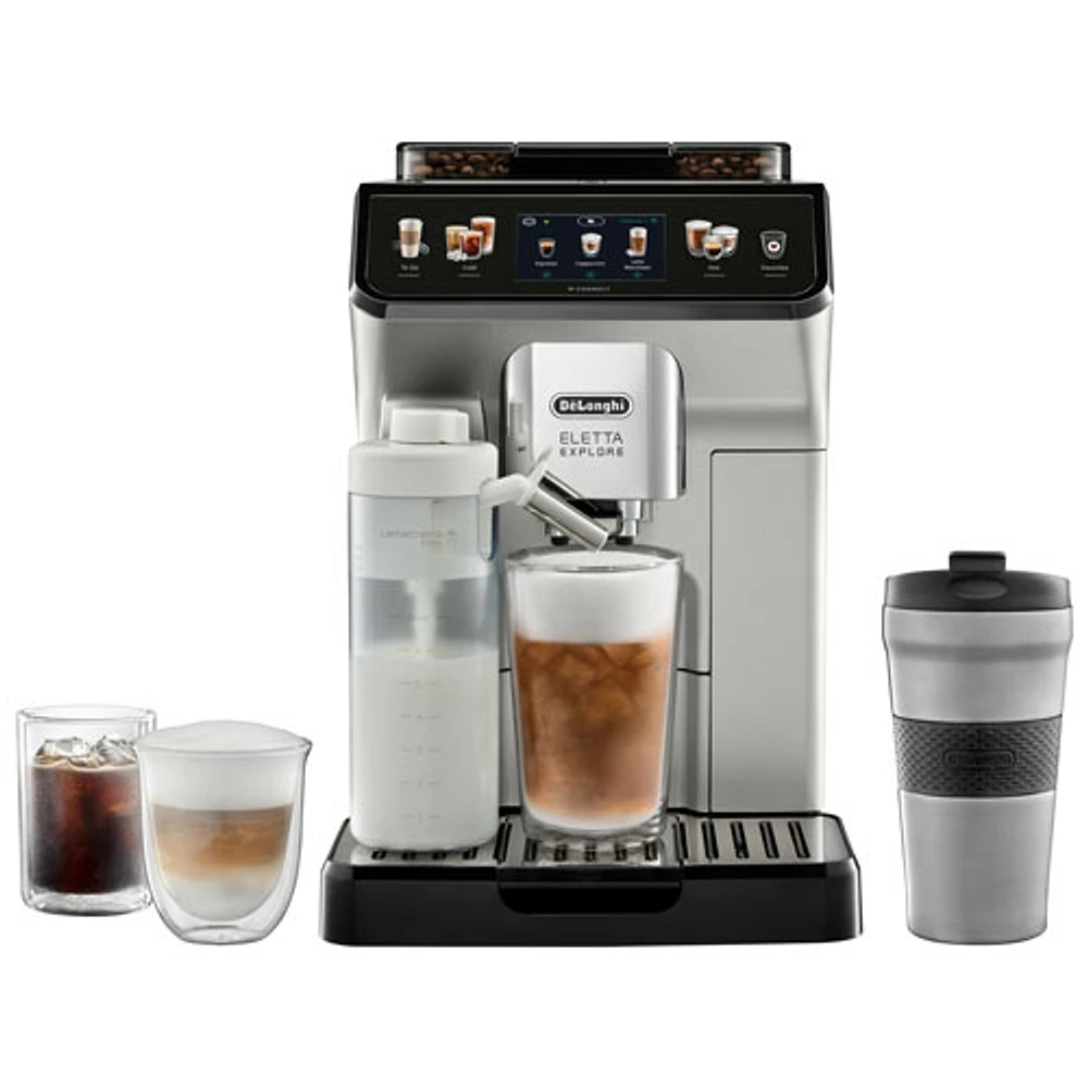 De'Longhi Eletta Explore Automatic Espresso Machine with Frother & Coffee Grinder - Silver