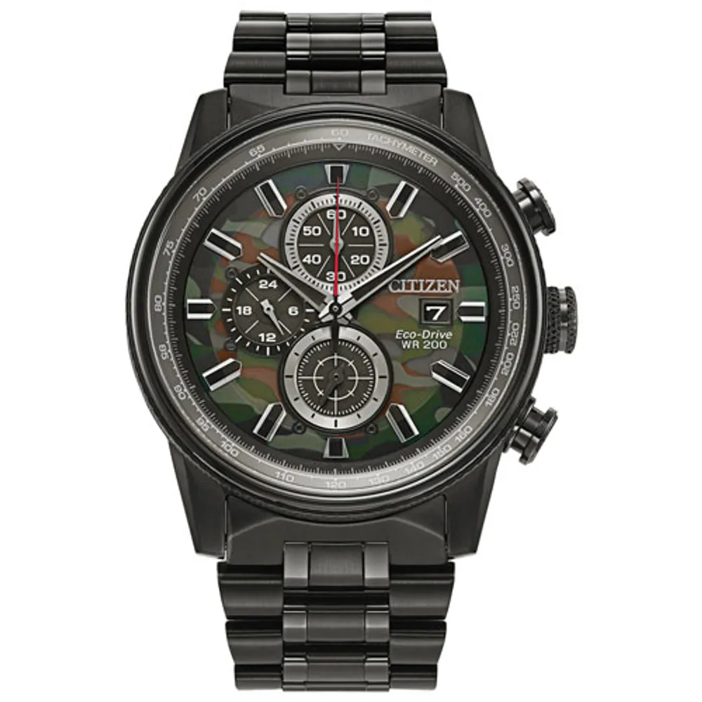 Citizen Nighthawk 43mm Men's Chronograph Sport Watch - Black/Green/Black