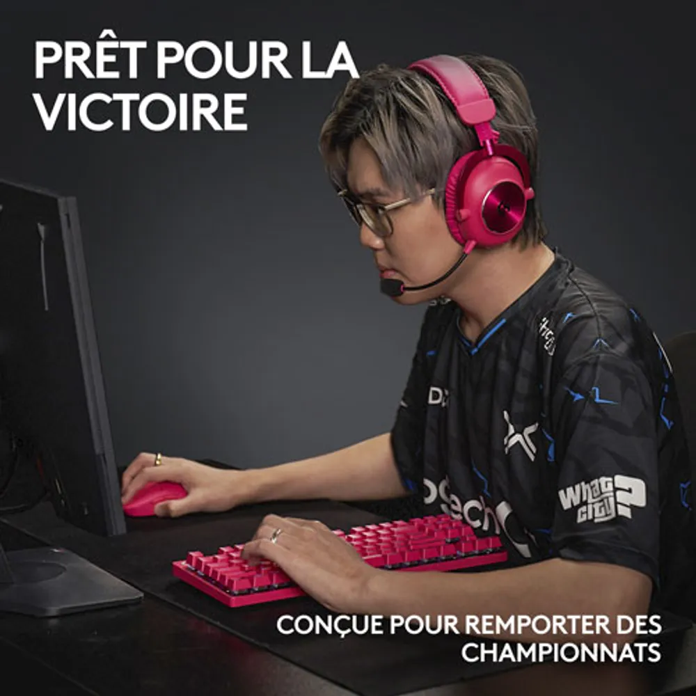 Clavier de jeu mécanique rétroéclairé Bluetooth à touches tactiles sans pavé numérique G PRO X LIGHTSPEED de Logitech - Magenta - Anglais - Exclusivité Best Buy