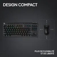 Clavier de jeu mécanique rétroéclairé Bluetooth à touches linéaires sans pavé numérique G PRO X LIGHTSPEED de Logitech