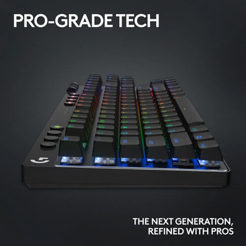 Clavier de jeu mécanique rétroéclairé Bluetooth à touches linéaires sans pavé numérique G PRO X LIGHTSPEED de Logitech