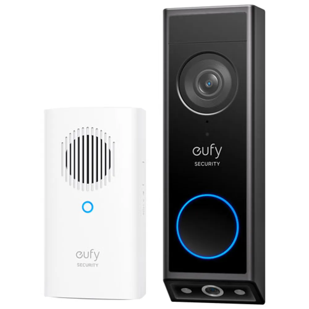 Sonnette vidéo Wi-Fi à deux caméras 2K avec carillon d'eufy - Noir/Blanc