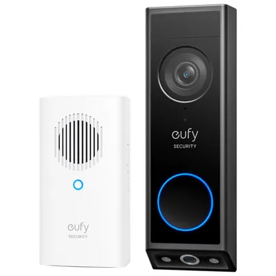 eufy Wi-Fi 2K Dual Camera Video Doorbell with Chime - Black/White
