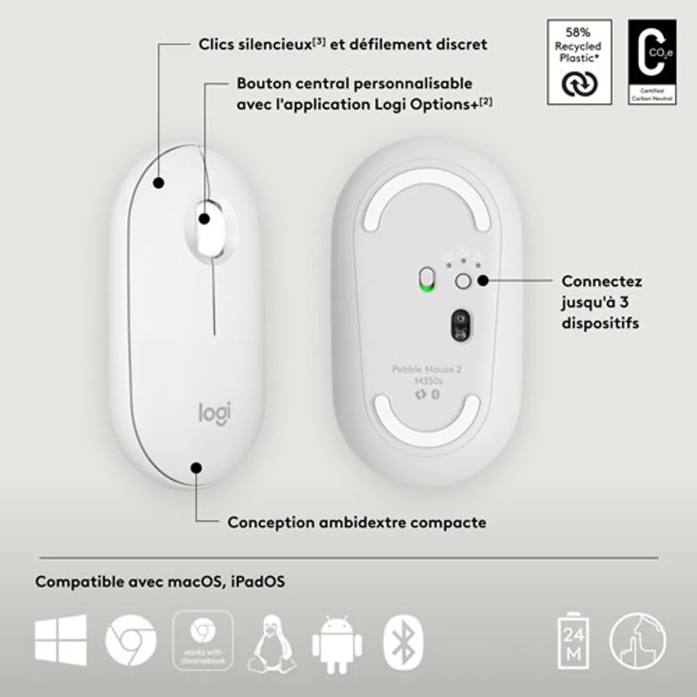 Logitech Pebble 2 M350s 4000 DPI Bluetooth Optical Mouse