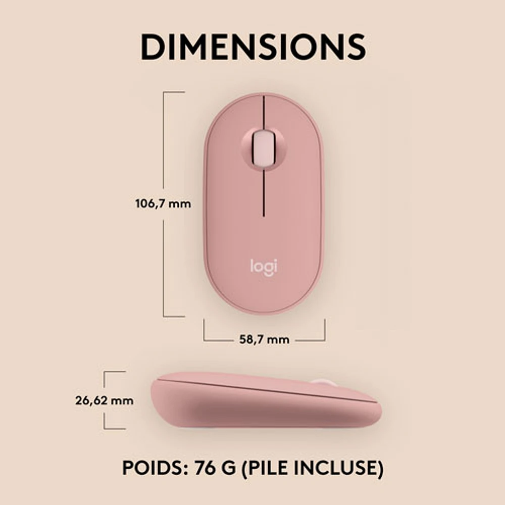 Logitech Pebble 2 M350s 4000 DPI Bluetooth Optical Mouse - Tonal Rose