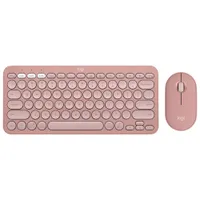 Ensemble avec souris optique et clavier ergonomique Bluetooth Pebble 2 de Logitech - Rose - Anglais