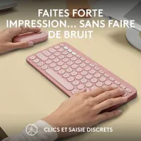 Ensemble avec souris optique et clavier ergonomique Bluetooth Pebble 2 de Logitech - Rose - Anglais