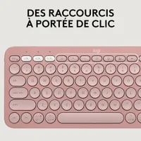 Ensemble avec souris optique et clavier ergonomique Bluetooth Pebble 2 de Logitech - Rose - Anglais